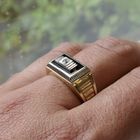 Image 8 of Two-tone gold ring with onyx and zirconia