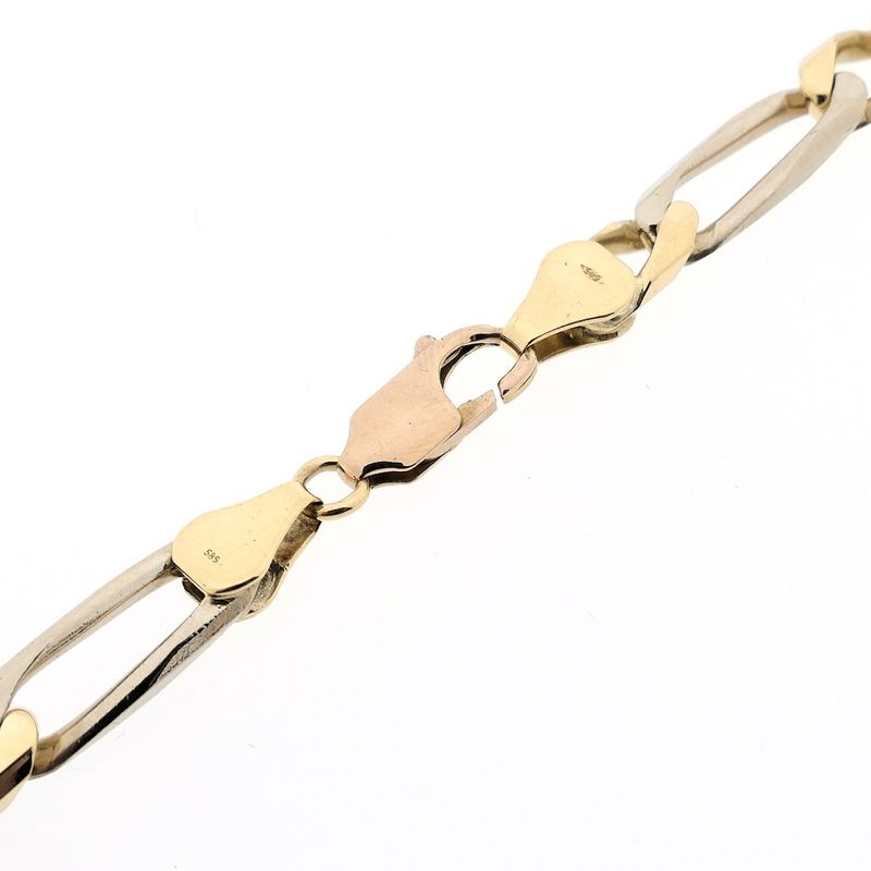 Image 6 of Wide two-tone gold Figaro link necklace; Men's | 64 cm