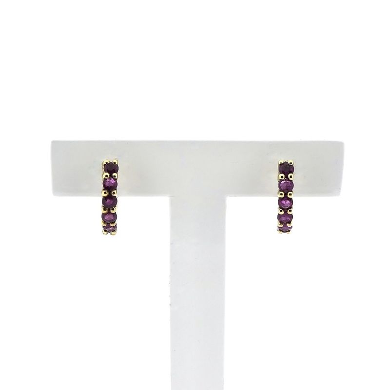 Image 7 of 9 crt. stud earrings with pink and clear sapphires