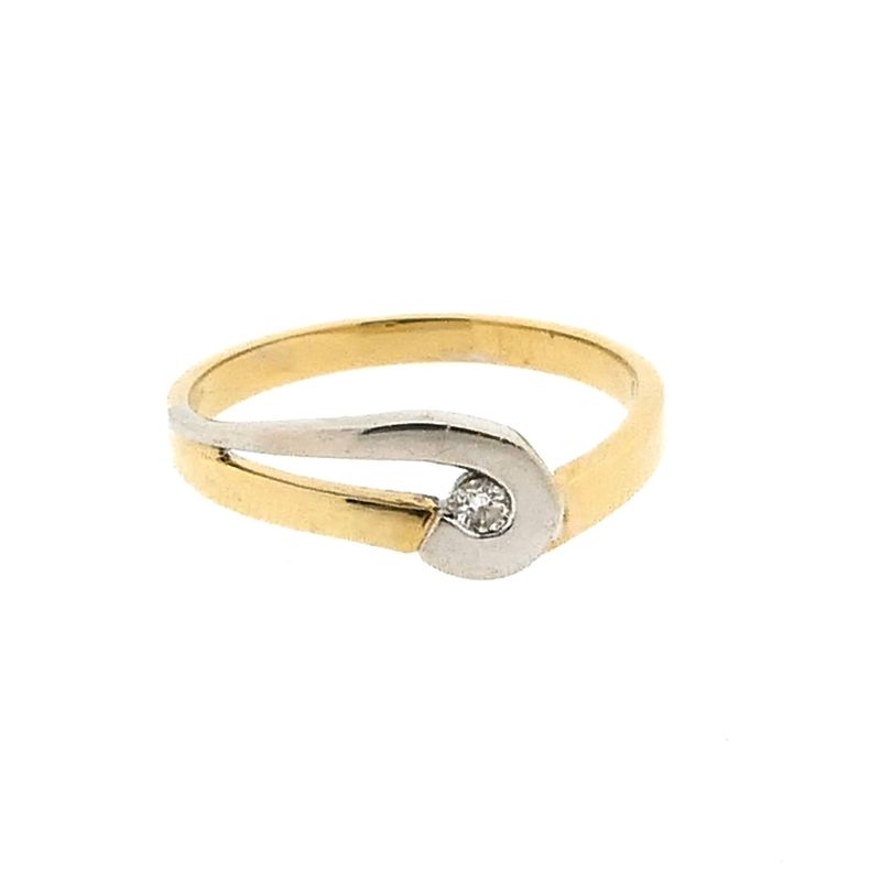 Image 3 of Bicolor Gold Ring; Diamond 0.04 ct.; 14 Carat; Size 17.5