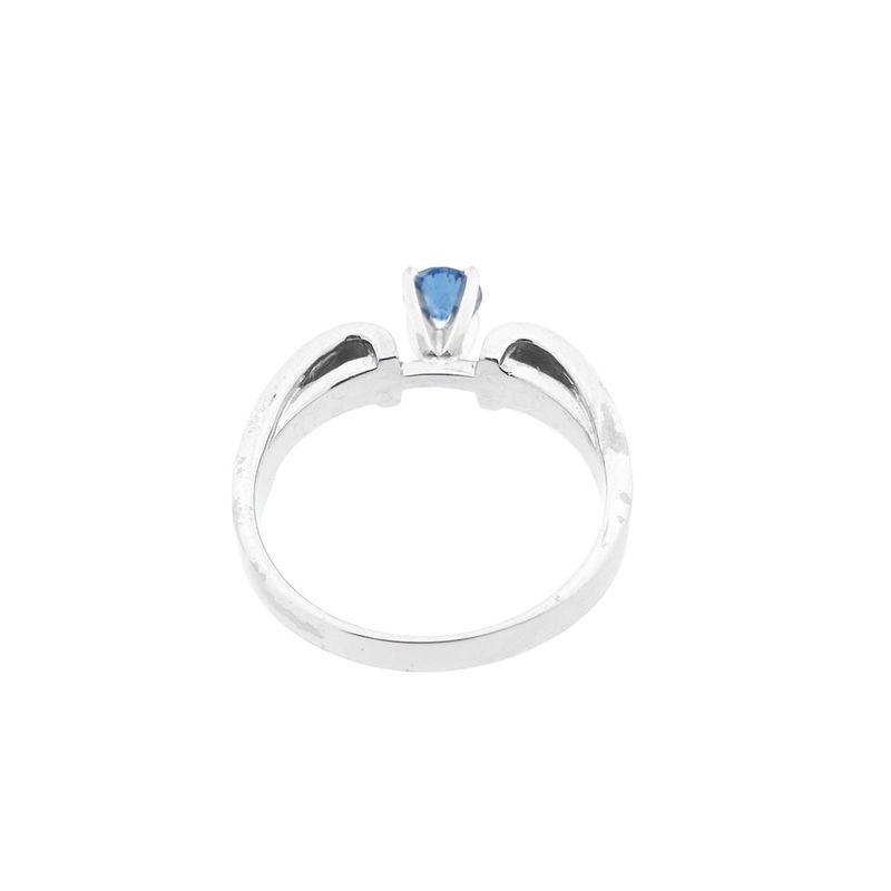 Image 4 of White gold solitaire ring with white and blue diamonds; 0.74 ct.