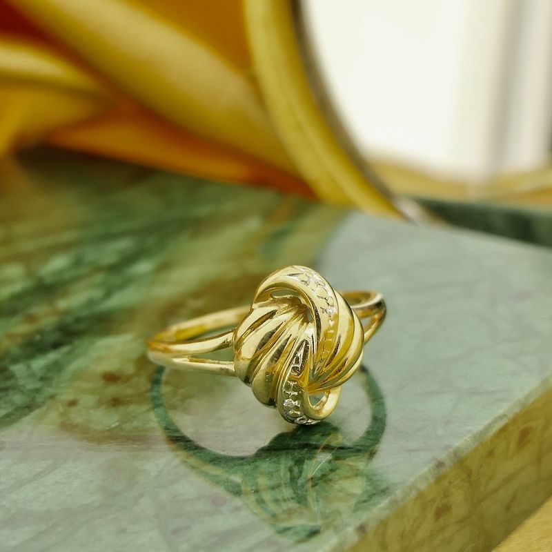 Image 2 of Golden fantasy ring with diamonds | 0.02 ct.