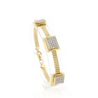 Image 1 of Gold Flat Snake Link Bracelet with Zirconia