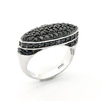 Silver ring with black stones