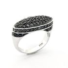Image 1 of Silver ring with black stones