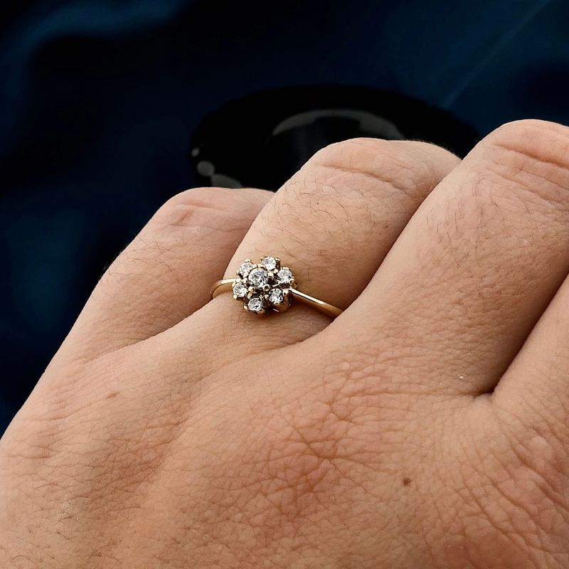 Image 4 of Gold Ring with Zirconia; 14 Karat; Size 16