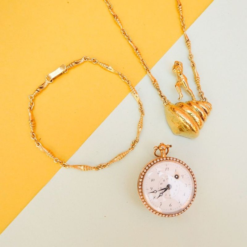 Image 7 of Gold chain/bracelet; Salvador Dalí, Mujer Desnuda Subiendo la Escalera