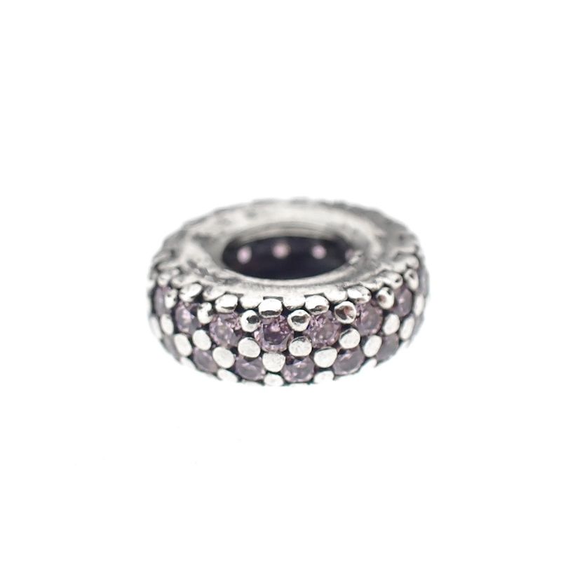 Image 3 of Pandora spacer; Silver; Pink Sparkle