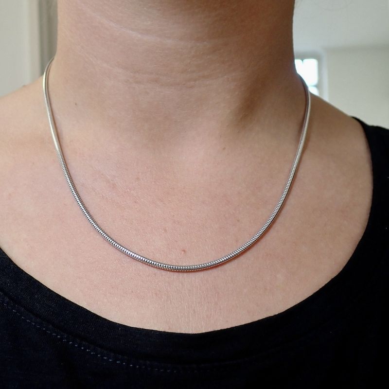 Image 3 of Silver snake link chain with lobster clasp | 48 cm