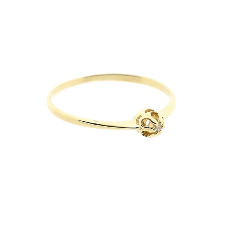 Image 4 of Gold solitaire ring with diamond; 0.005 ct.
