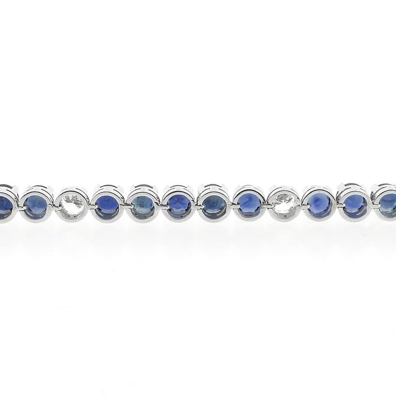 Image 8 of 18K white gold tennis bracelet with diamond and sapphire | 18 cm