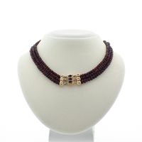 Glass bead necklace with gold clasp; Antique/vintage