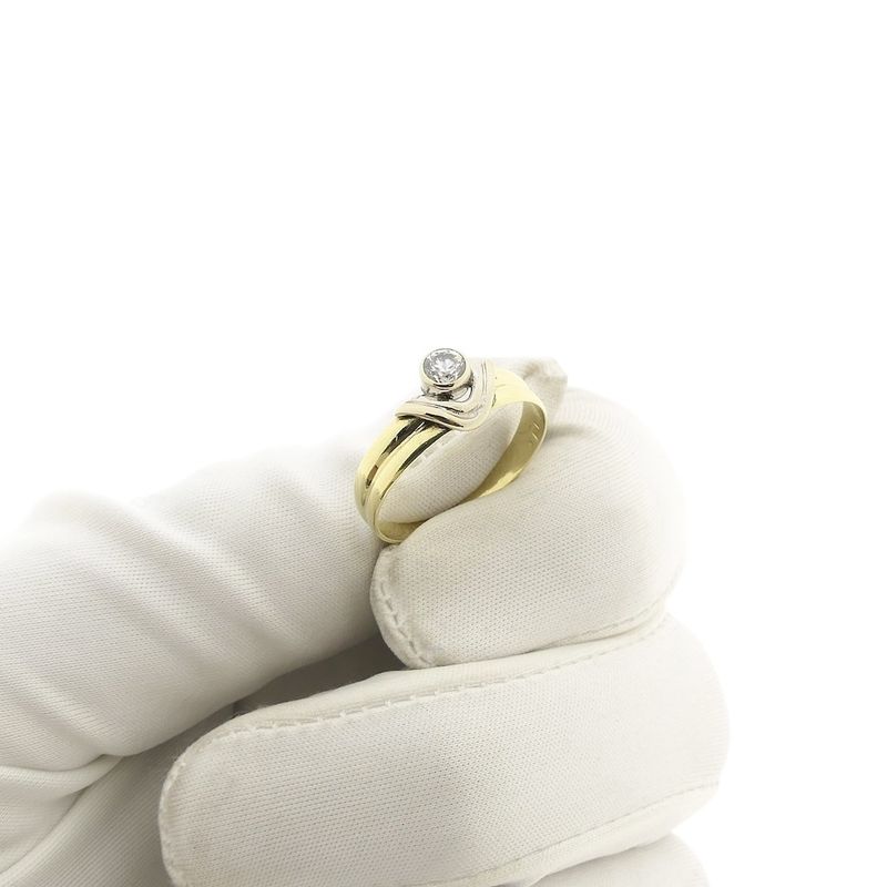 Image 9 of Two-tone gold solitaire ring with zirconia