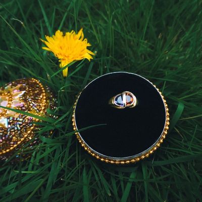 Image 2 of 8 carat ring with synthetic amethyst and citrine