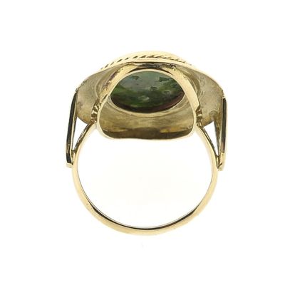 Gold ring with nephrite jade Image 2 of Gold ring with nephrite jade