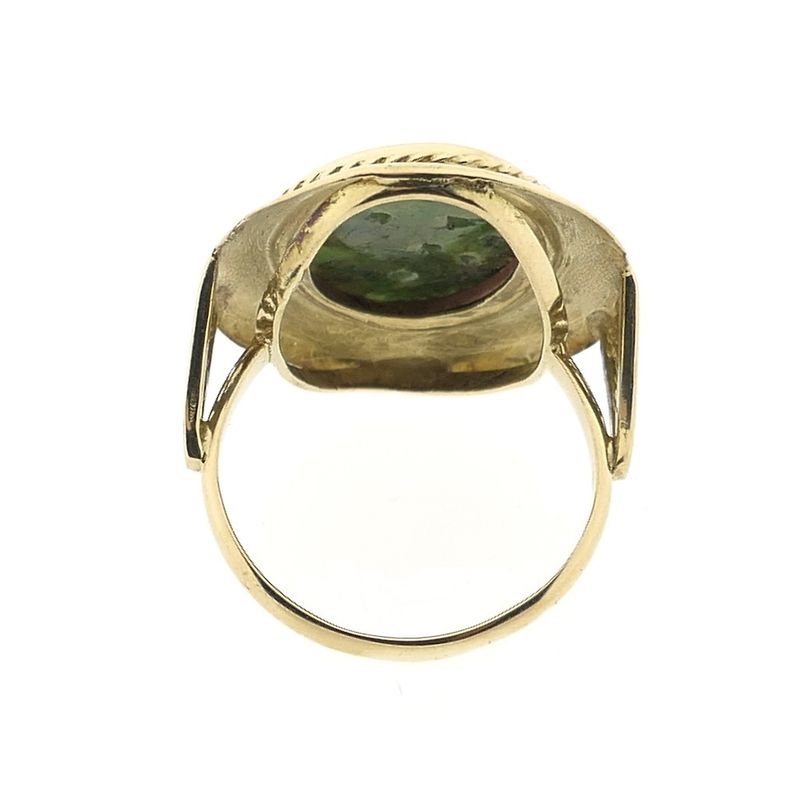 Image 2 of Gold ring with nephrite jade