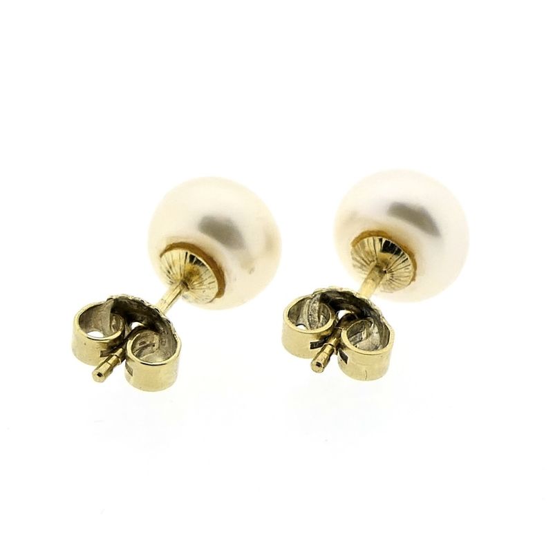 Image 7 of Gold stud earrings with cultured pearl