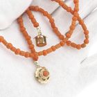 Image 9 of Red coral bead necklace with gold clasp; Antique | 46.5 cm