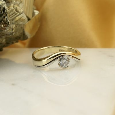 Image 2 of Two-tone gold solitaire ring with diamond | 0.24 ct.