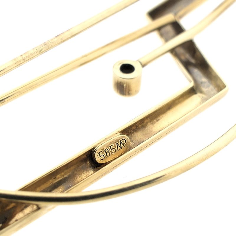 Image 6 of Gold abstract brooch with diamond 0.005 ct.