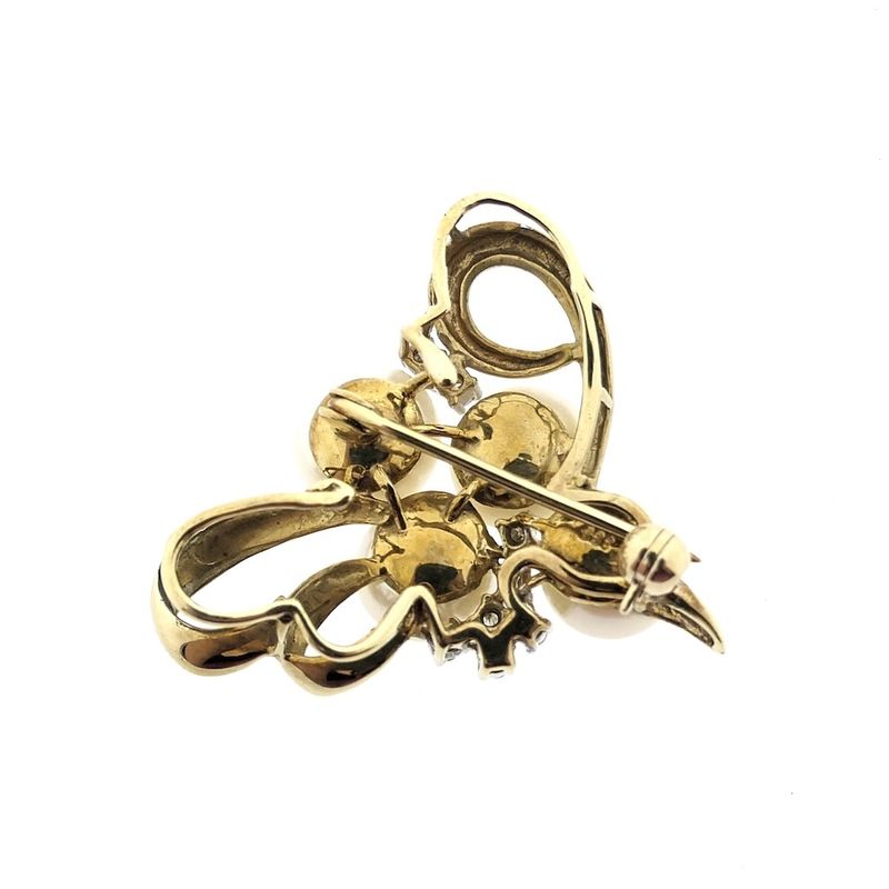 Image 3 of 8 carat abstract brooch with pearl and diamond 0.08 ct.