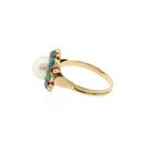 Image 7 of Golden entourage ring with cultured pearl & turquoise; 14K; size 16.5