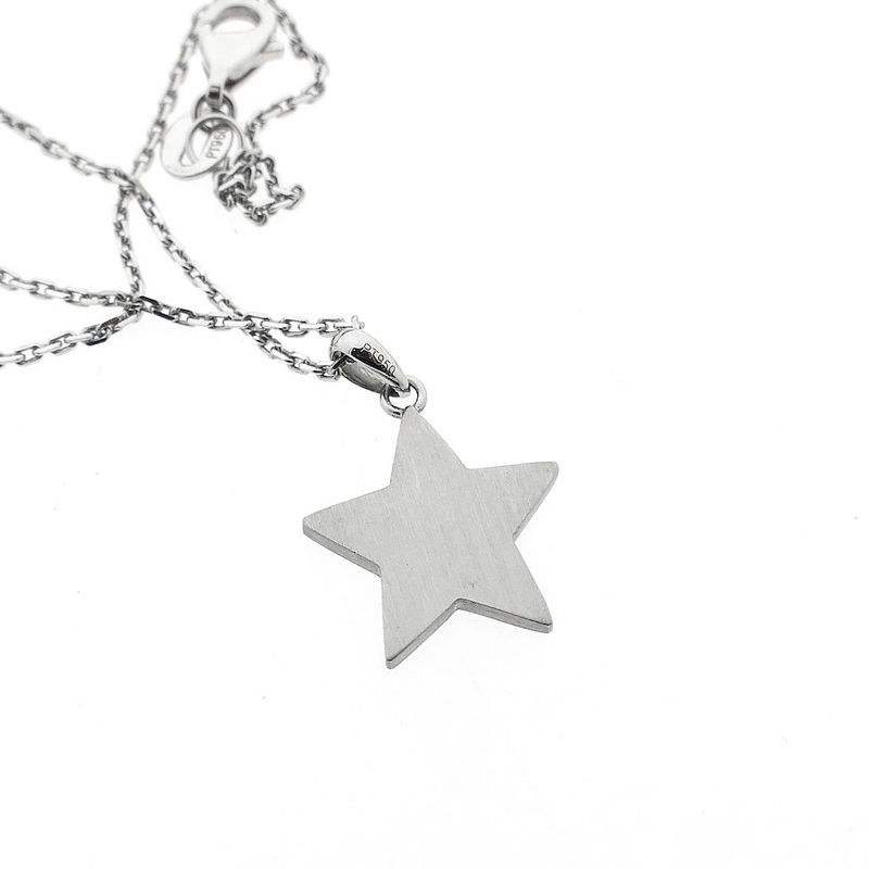 Image 7 of Platinum anchor link necklace with diamond star pendant