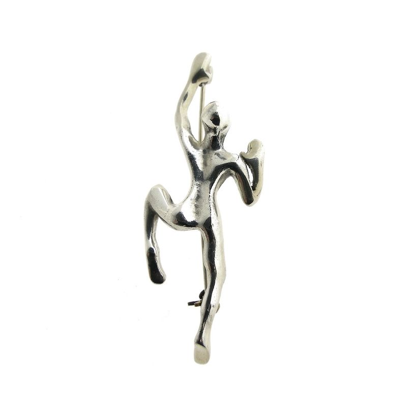 Image 1 of Silver brooch of a climber