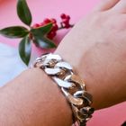 Image 4 of Silver robust gourmet link bracelet; Men | 22 cm