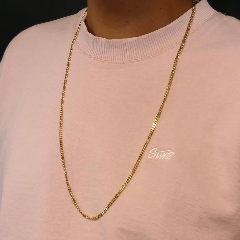 Afbeelding 8 van Gouden gourmetschakel ketting met wiebertjes | 81 cm