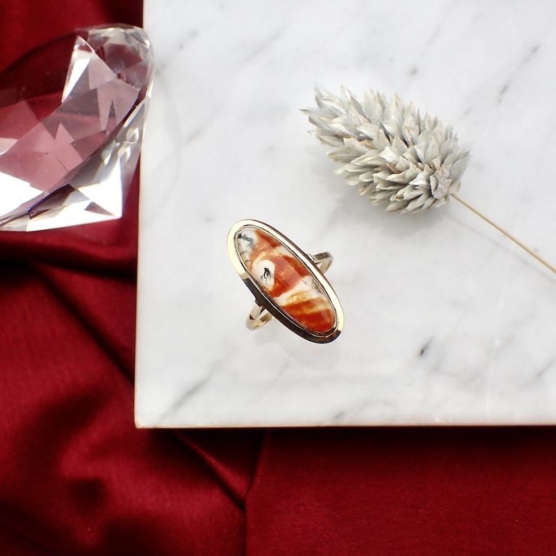 Image 2 of Gold ring with moss agate | Vintage