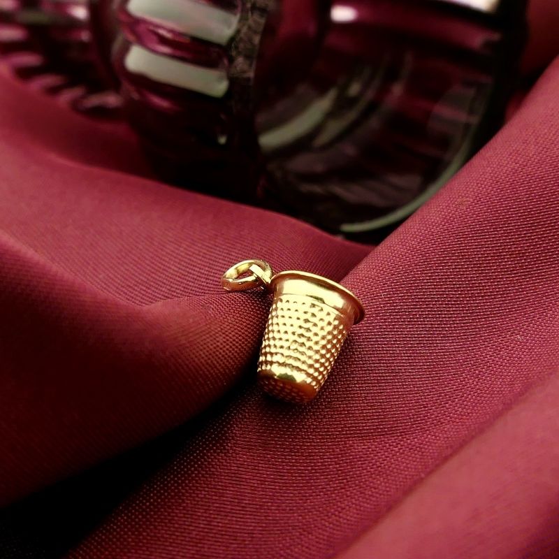 Image 8 of Gold minimalist pendant of a thimble