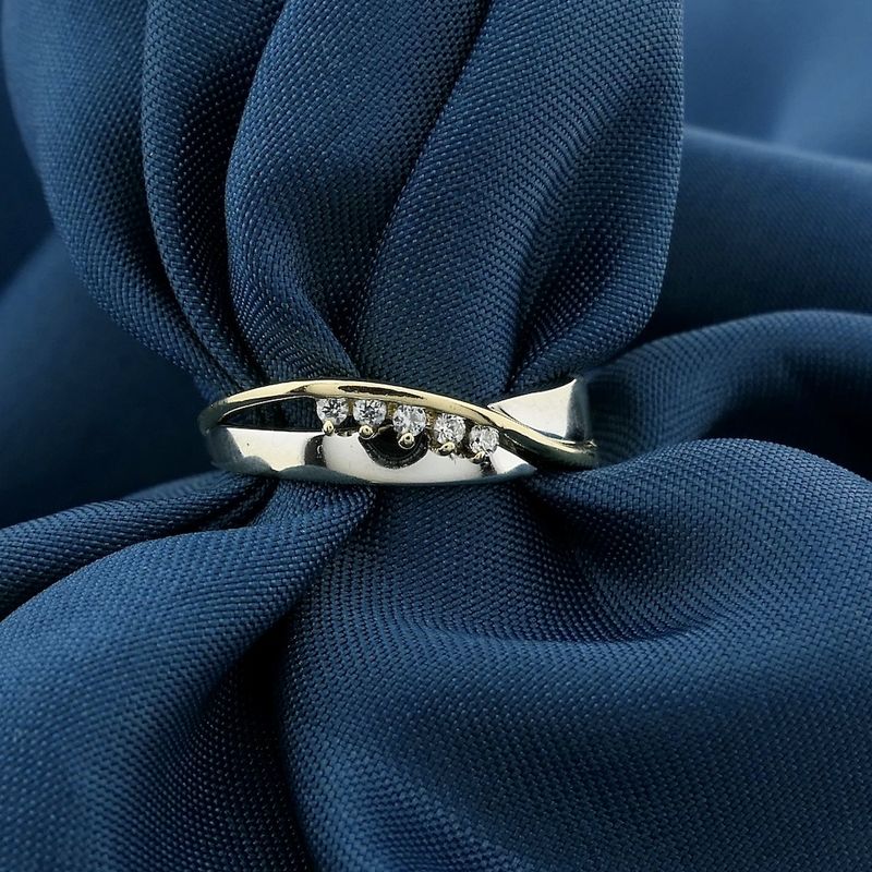 Image 9 of Two-tone gold ring with zirconia