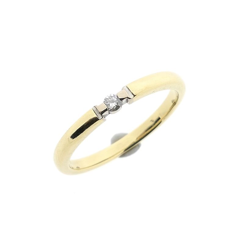 Image 1 of Gold solitaire ring with diamond; 0.035 ct. | Diamonde