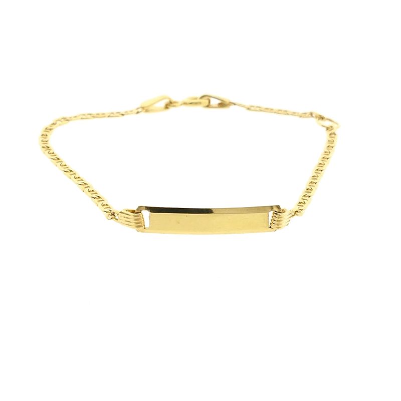Afbeelding 4 van Gouden marineschakel kinderarmband met graveerplaatje | 12,5 cm - 15 cm