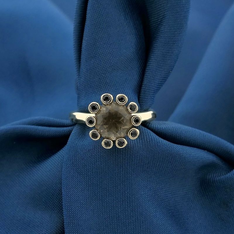 Image 2 of Gold 'Sprite' ring with smoky quartz and sapphire | BRON