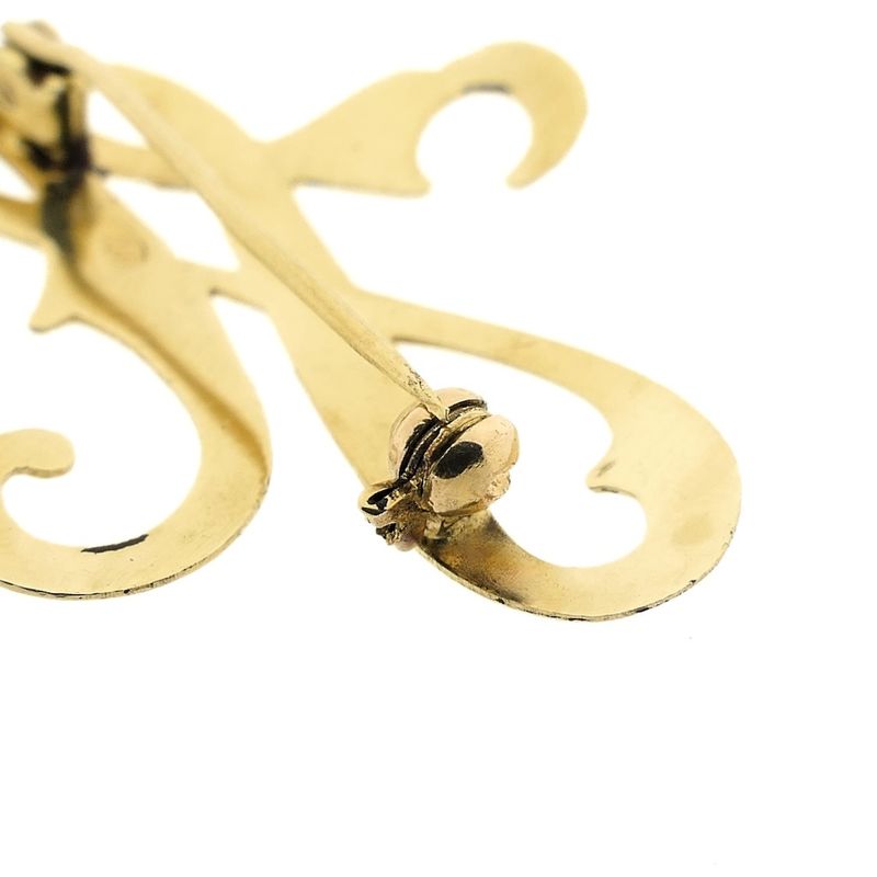Image 6 of Gold letter brooch; letter H
