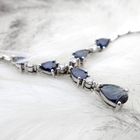 Image 2 of 18K white gold necklace with sapphire and diamond; 0.20 ct. | 44 cm