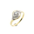 Image 1 of Bicolor Gold Ring with 0.18 ct Diamond; 14K; Size 17.75