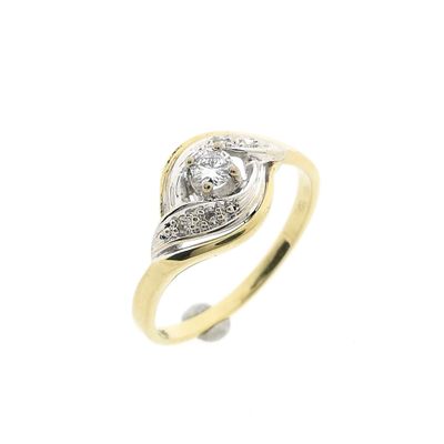 Image 1 of Bicolor Gold Ring with 0.18 ct Diamond; 14K; Size 17.75
