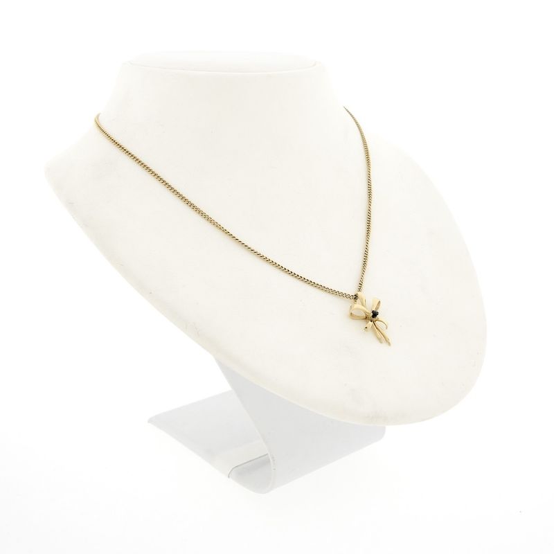 Image 4 of Gold pendant with a bow and sapphire