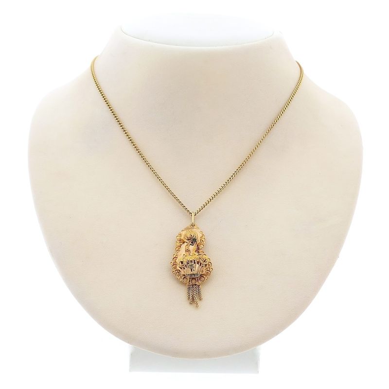 Image 10 of Antique gold pendant of a hat bell