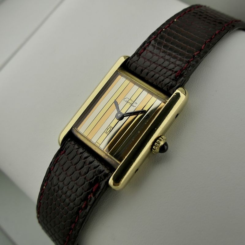 Image 12 of Cartier Tank Vermeil 'Trinity' 221804; Vintage mechanisch dames horloge