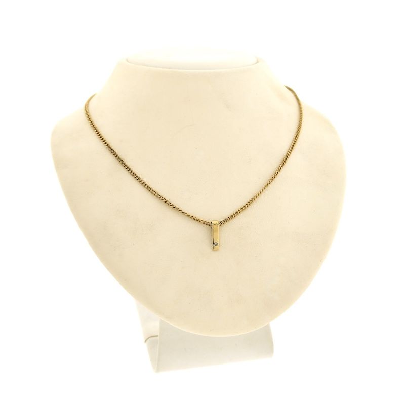 Image 3 of Gold minimalist pendant with diamond | 0.005 ct.