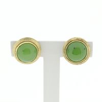 Gold stud earrings with Jade