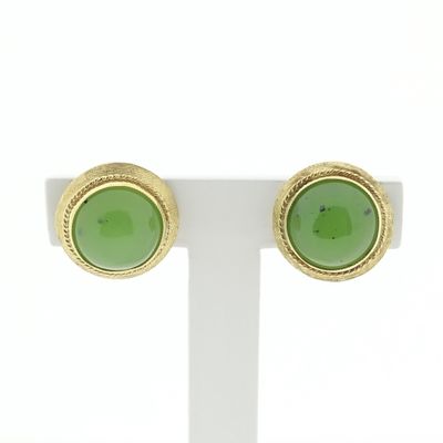 Image 1 of Gold stud earrings with Jade