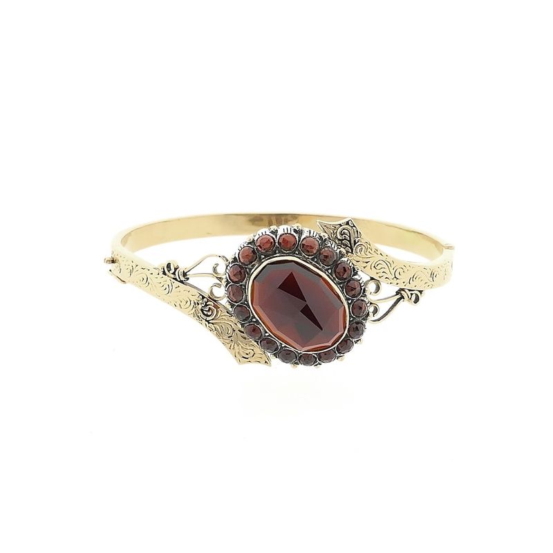 Image 8 of Antique Victorian gold and silver bangle with garnet