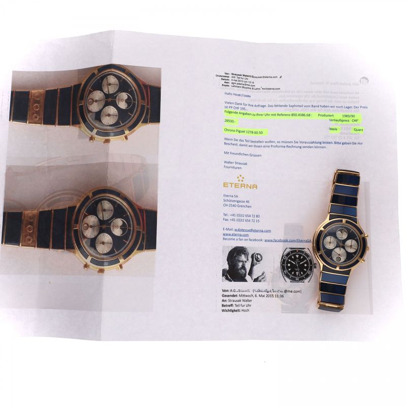 Afbeelding 21 van Eterna Airforce Galaxis Moonphase 850.4386.68; Vintage 18k. Gouden Heren Horloge