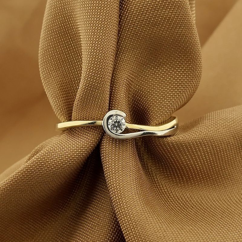 Image 2 of Two-tone gold solitaire ring with zirconia