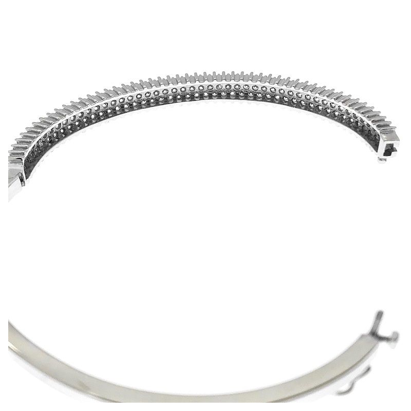 Image 5 of White gold bangle bracelet with a cluster of zirconia stones | Ø 63 mm